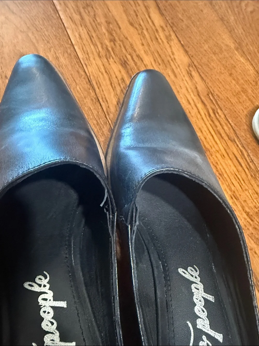 Free People Black Leather Strap Slip-On Loafers 37.5